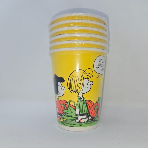 Peanuts Vintage Hallmark Halloween 6 Party Cups 9 fl oz Yellow Linus Lucy Patty - Picture 10 of 10